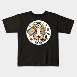 Anthro Furry Trash Tiger Art Kids T-Shirt